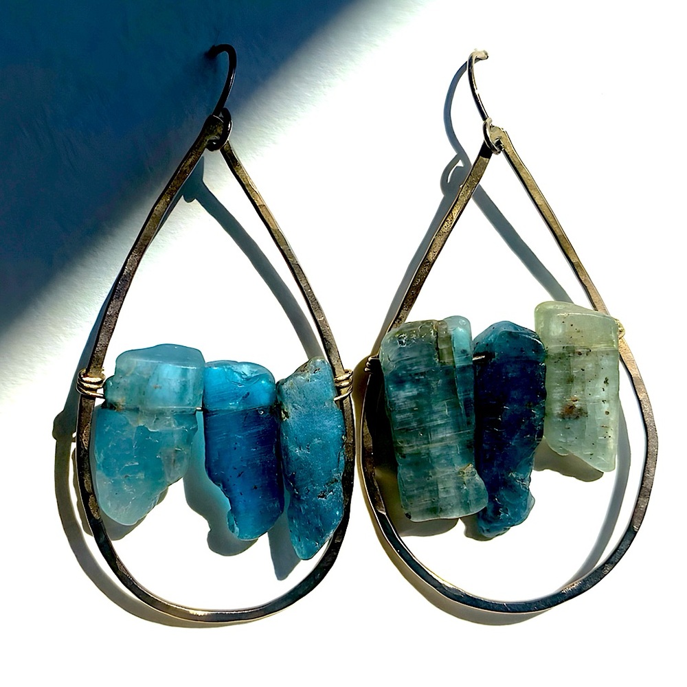 Artisan Kyanite Blue and Silver Drop Earrings
